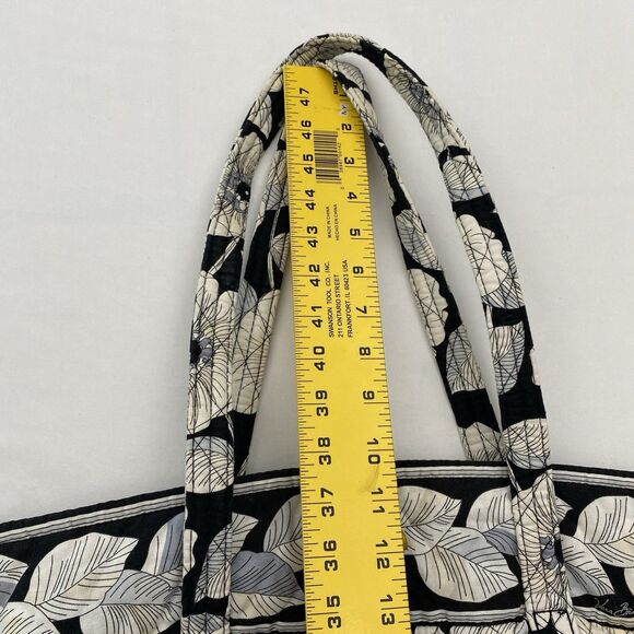 Vera Bradley Tote Bag Purse Black White Floral Quilted Cotton Cottagecore - Picture 12 of 15